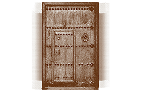 Vignette of Traditional Wooden Kuwaiti Door